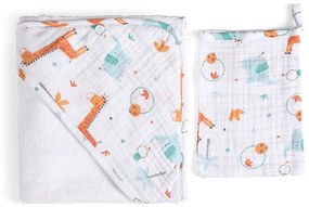 Κάπα Βρεφική Με Γάντι Μπάνιου Giraffe (Σετ 2τμχ) Multi Funna Baby