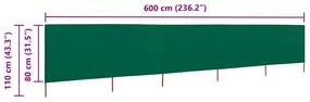 vidaXL Προστατευτικό Αέρα με 5 Πάνελ Πράσινο 600 x 80 εκ. Υφασμάτινο