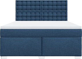 vidaXL Κρεβάτι Boxspring με Στρώμα Μπλε 180x200 εκ. Υφασμάτινο
