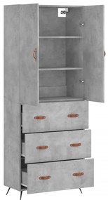 vidaXL Ντουλάπι Γκρι Σκυροδέματος 69,5x34x180 εκ. Επεξεργασμένο Ξύλο