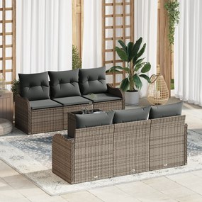 vidaXL 7 τεμαχίων Σετ Καναπέ Κήπου με Μαξιλάρια Γκρι Πολυ Ρατάν