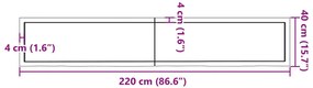 Πάγκος Μπάνιου Σκούρο Καφέ 220x40x(2-6) εκ. Επεξεργ. Μασίφ Ξύλο - Γκρι