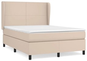 Κρεβάτι Boxspring με Στρώμα Καπουτσίνο 140x190εκ.από Συνθ.Δέρμα - Καφέ