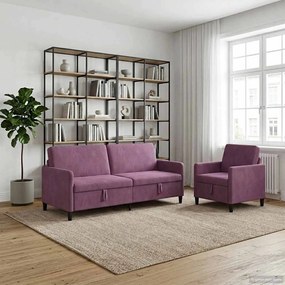 vidaXL Σαλονάκι Σετ Με Αποθηκευτικό Χώρο 2 τμχ. Μοβ Πολυεστέρας