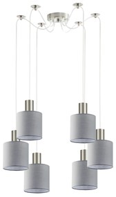 Φωτιστικό Οροφής SE21-NM-4-NM6-SH2 ADEPT TUBE Nickel Matt Pendant Grey Fabric Shade+ - 51W - 100W - 77-8422