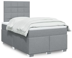 Κρεβάτι Boxspring με Στρώμα Ανοιχτό Γκρι 120x200 εκ. Υφασμάτινο