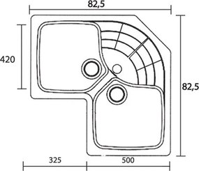 Sanitec Classic 310 (83x83×50) - Γωνιακος Γρανιτένιος νεροχύτης - Granite WHITE