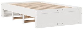 Κρεβάτι Βιβλιοθήκη Χωρίς Στρώμα Λευκό 135x190 εκ Μασίφ Πεύκο 3308976
