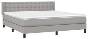 vidaXL Κρεβάτι Boxspring με Στρώμα Ανοιχτό Γκρι 180x200 εκ. Υφασμάτινο