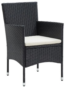 vidaXL Σετ Τραπεζαρίας Κήπου 7 Τεμαχίων Μαύρο με Μαξιλάρια