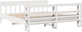 vidaXL Σκελετός Κρεβ. Χωρίς Στρώμα Λευκό 200x200 εκ Μασίφ Πεύκο