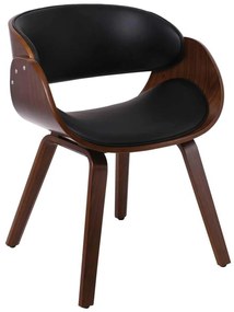 JOY Πολυθρόνα-Pro Τραπεζαρίας Καρυδί, Pu Μαύρο 58x53x75cm