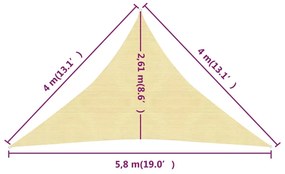 Πανί Σκίασης Μπεζ 4 x 4 x 5,8 μ. από HDPE 160 γρ./μ² - Μπεζ