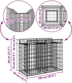 vidaXL Ανασηκωμένο κρεβάτι gabion Ασημί