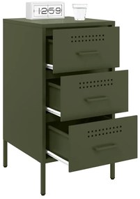 vidaXL Κομοδίνα 2 τεμ. Πράσινο Λαδί 36x39x68 εκ. από Χάλυβα