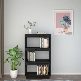 vidaXL Βιβλιοθήκη/Διαχωριστικό Χώρου Μαύρο 60x35x103 εκ. Μασίφ Πεύκο
