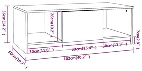 Τραπεζάκι Σαλονιού Sonoma Δρυς 102x50x36 εκ. Επεξεργασμένο Ξύλο - Καφέ