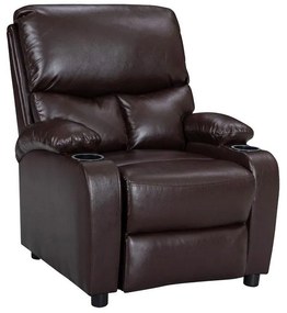 Πολυθρόνα relax με ποτηροθήκη Gartia καφέ PU 79x94x102εκ 79x94x102 εκ.