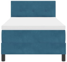vidaXL Κρεβάτι με ελατήρια με στρώμα Σκούρο Μπλε 90 x 200 cm Βελούδο