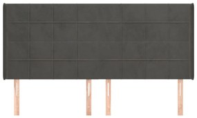Κεφαλάρι με Πτερύγια Σκούρο Γκρι 183x16x118/128 εκ. Βελούδινο 3119641
