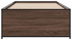 vidaXL Πλαίσιο Κρεβατιού Καφέ Δρυς 90x200 εκ. Επεξ. Ξύλο &amp; Μέταλλο