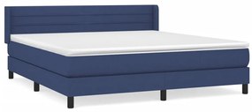 vidaXL Κρεβάτι Boxspring με Στρώμα Μπλε 160x200 εκ. Υφασμάτινο