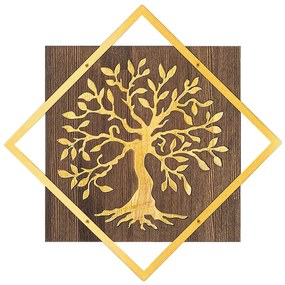 ΔΙΑΚΟΣΜΗΤΙΚΟ ΤΟΙΧΟΥ ΔΕΝΤΡΟ HM4752-ΦΥΛΛΑ ΜΕΤΑΛΛΟΥ ΧΡΥΣΑ-ΞΥΛΟ 54x3(βάθος)x54Υεκ.