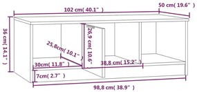 Τραπεζάκι Σαλονιού Λευκό &amp; Sonoma Δρυς 102x50x36 εκ. Επεξ. Ξύλο - Μπεζ