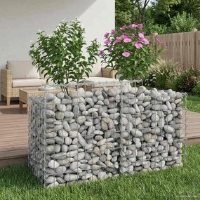 vidaXL Ανασηκωμένο κρεβάτι gabion Ασημί
