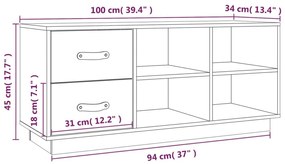 Παπουτσοθήκη Μαύρο 100x34x45 εκ. από Μασίφ Ξύλο Πεύκου - Μαύρο