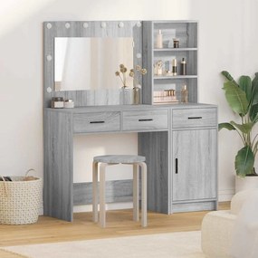vidaXL Τραπέζι περιποίησης με συρτάρι 2 pcs Γκρι Επεξεργασμένο ξύλο