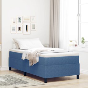 vidaXL Κρεβάτι με ελατήριο και στρώμα μπλε 90x200 εκ. βελούδινο ύφασμα