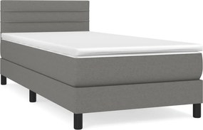 vidaXL Κρεβάτι Boxspring με Στρώμα Σκούρο Γκρι 90x200 εκ. Υφασμάτινο