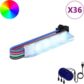 vidaXL Λωρίδα LED 12 pcs Μαύρο και Πολύχρωμο 1745 χιλιοστά
