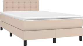 vidaXL Κρεβάτι Boxspring με Στρώμα Καπουτσίνο 120x190εκ.από Συνθ.Δέρμα