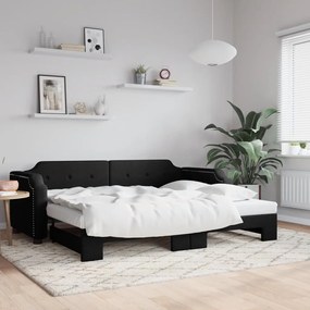 Καναπές Κρεβάτι Συρόμενος Μαύρος 80 x 200 εκ. Υφασμάτινος - Μαύρο