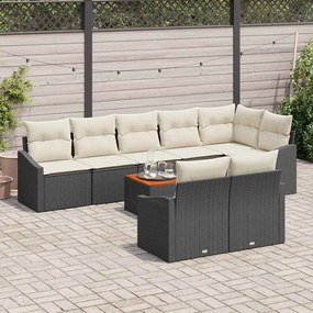 vidaXL Σετ Καναπέ Κήπου με μαξιλάρι 9 pcs Μαύρο Πολυ ράταν