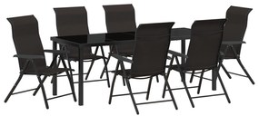 vidaXL Σετ 7 Τεμαχίων Επίπλων Κήπου Μαύρο Συνθετικό Ρατάν