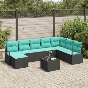 vidaXL Σετ Καναπέ με μαξιλάρι 9 pcs Μαύρο συνθετικό ρατάν