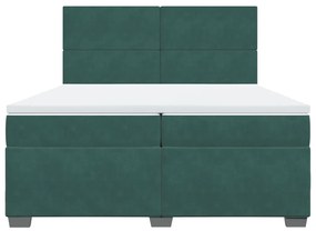 vidaXL Κρεβάτι Boxspring με Στρώμα Σκούρο Πράσινο 200x200εκ. Βελούδινο