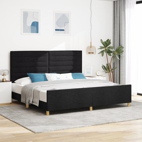vidaXL Σκελετός Κρεβατιού με κεφαλάρι Μαύρο 200 x 200 cm ύφασμα