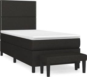 vidaXL Κρεβάτι Boxspring με Στρώμα Μαύρο 80 x 200 εκ. Υφασμάτινο