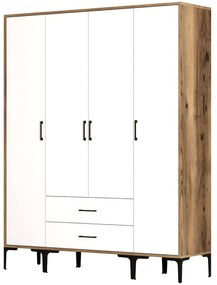 Ντουλάπα Τετράφυλλη Kumsal 845HCT5480 160x47,5x201,4cm Walnut-White Τετράφυλλη