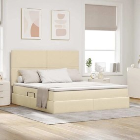 vidaXL LED Κρεβάτι αποθήκευσης με στρώμα Κρέμ 160 x 200 cm Ύφασμα