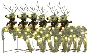 vidaXL Χριστουγεννιάτικοι Τάρανδοι 6 τεμ. με 120 LED Χρυσοί
