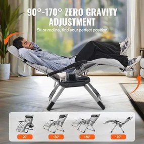 VEVOR Zero Gravity Chair 33" Zero Gravity Recliner Lounge Chair Indoor &amp; Outdoor