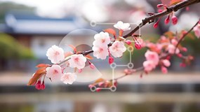 Intra Συλλεκτικό Ξύλινο Παζλ Plywood 4mm - Κλάδος Cherry Blossom σε υπαίθριο κήπο ή πάρκο Σε Ξύλινο Κουτί - Διαστάσεις: 10x10 cm – 25 κομμάτια