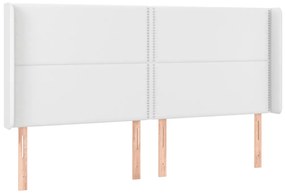 Κεφαλάρι Κρεβατιού LED Λευκό 203x16x118/128 εκ. Συνθετ. Δέρμα 3124017