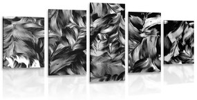 Εικόνα 5 μερών ρετρό πινελιές λουλουδιών σε ασπρόμαυρο - 200x100