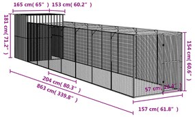 ΣΠΙΤΑΚΙ ΣΚΥΛΟΥ ΜΕ ΑΥΛΗ ΑΝΘΡΑΚΙ 165X863X181 ΕΚ. ΓΑΛΒΑΝ. ΧΑΛΥΒΑΣ 3189101